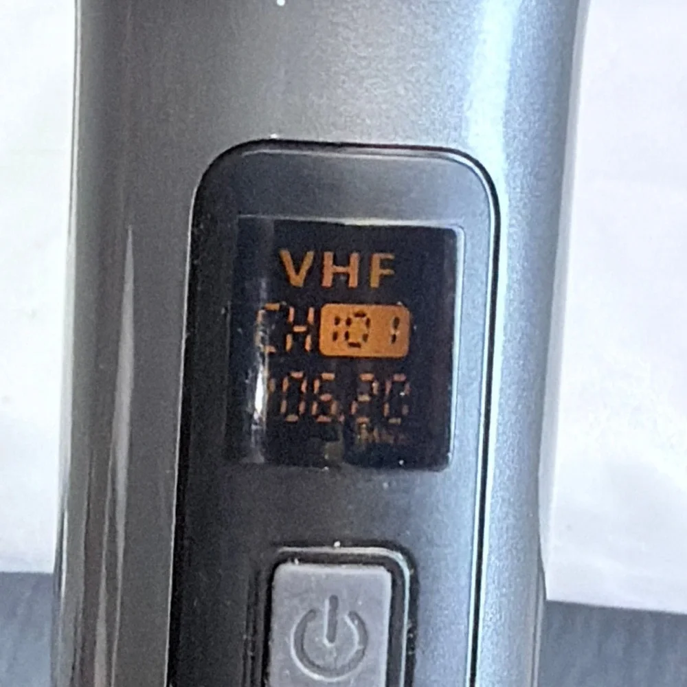 Wireless VHF Handheld Microphone Digital Display 106.20 MHz Gray and Black